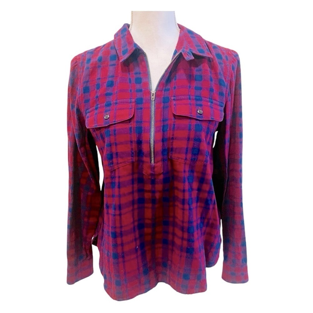 Madewell Red and Blue Plaid Flannel Shirt Medium